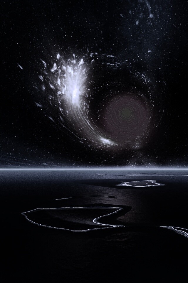 Красная дыра над океаном обои