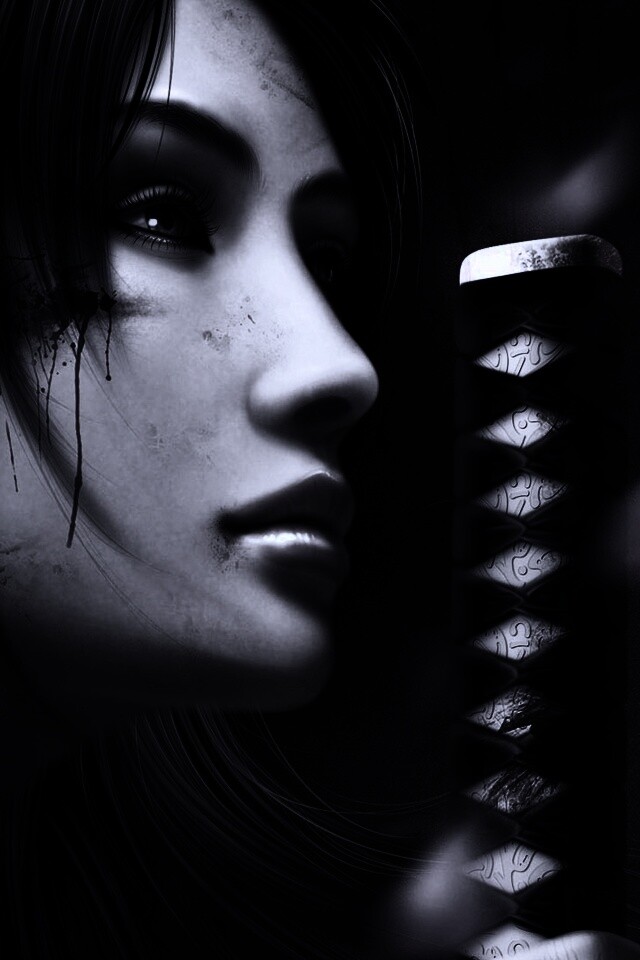 Японка с катаной обои