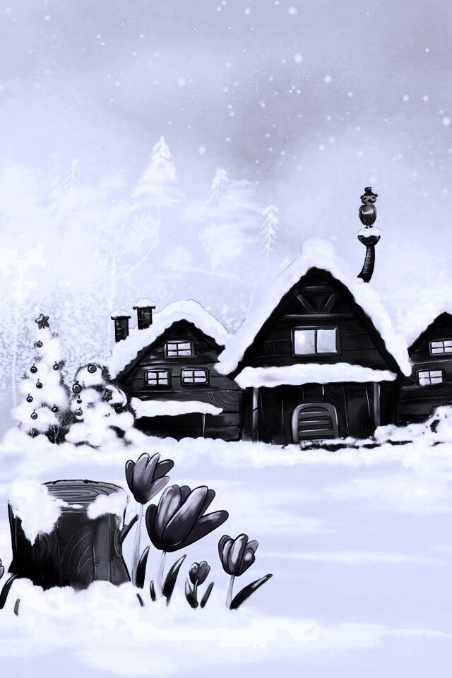 Деревня в новый год обои