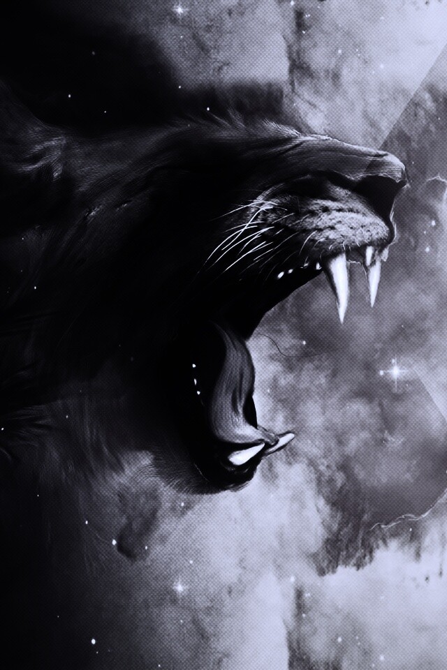 Рычащий лев обои