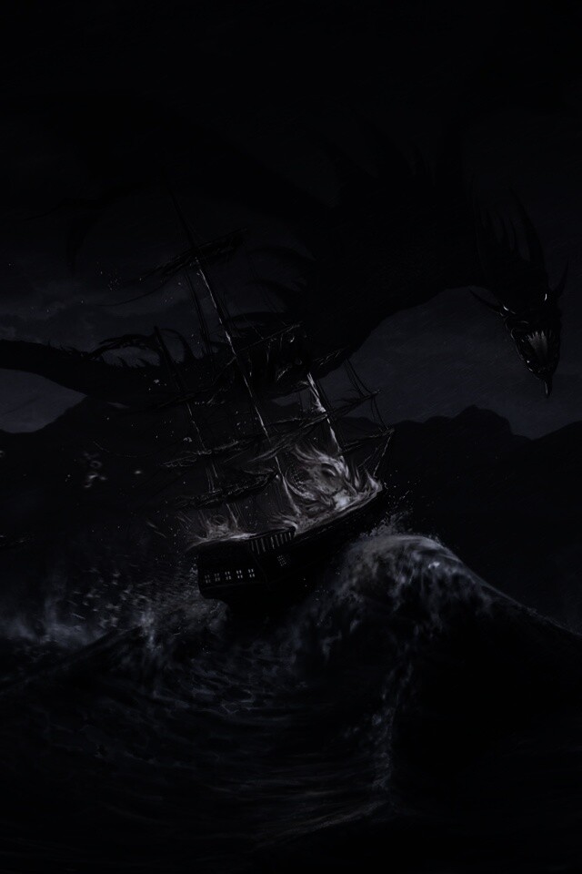 Дракон нападает на корабль обои