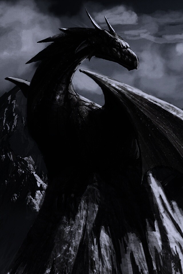 Дракон на вершине скалы обои