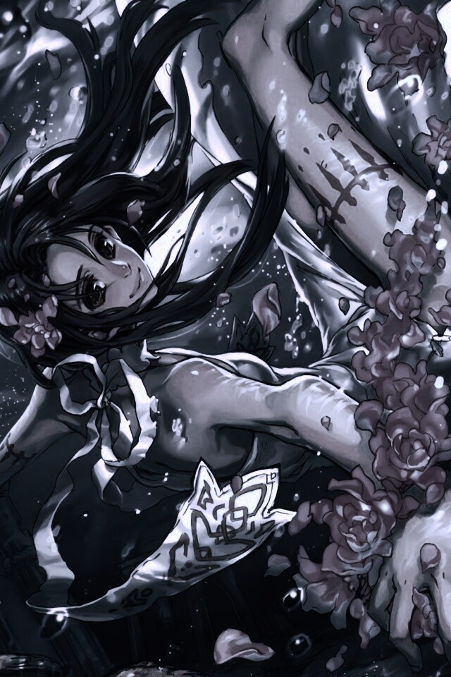 Девушка из аниме под водой обои