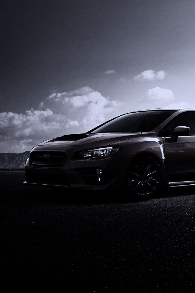 Subaru WRX на пустынной трассе обои