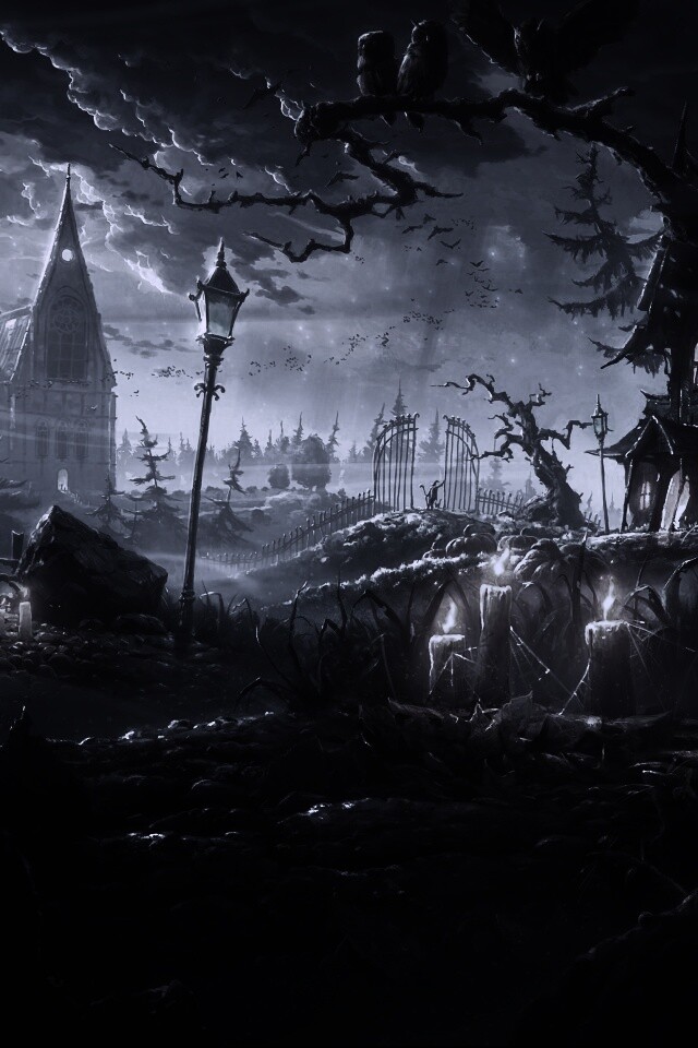 Страшный хэллоувинский пейзаж обои