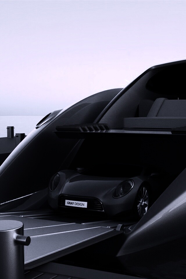 Яхта с автомобилем на борту обои