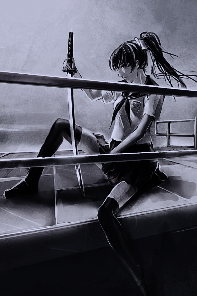 С катаной в руке обои