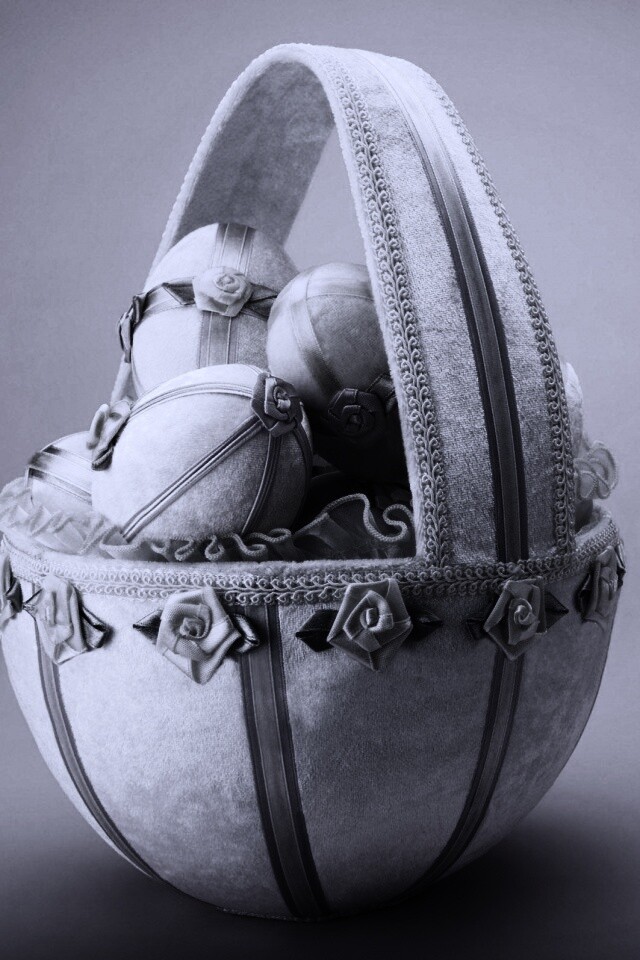 Пасхальная корзина с яйцами обои