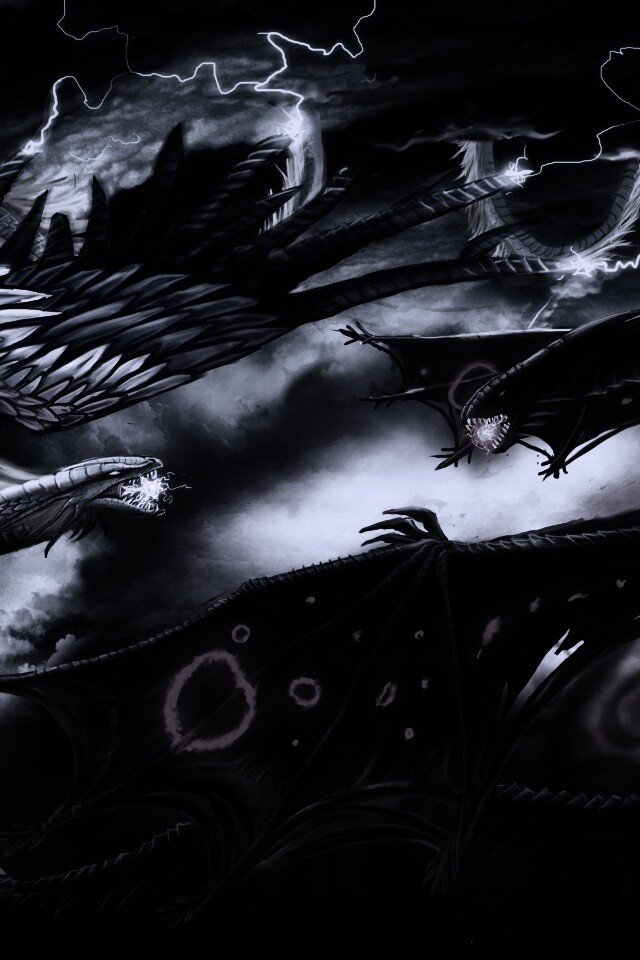 Живописная битва молнии и огня обои