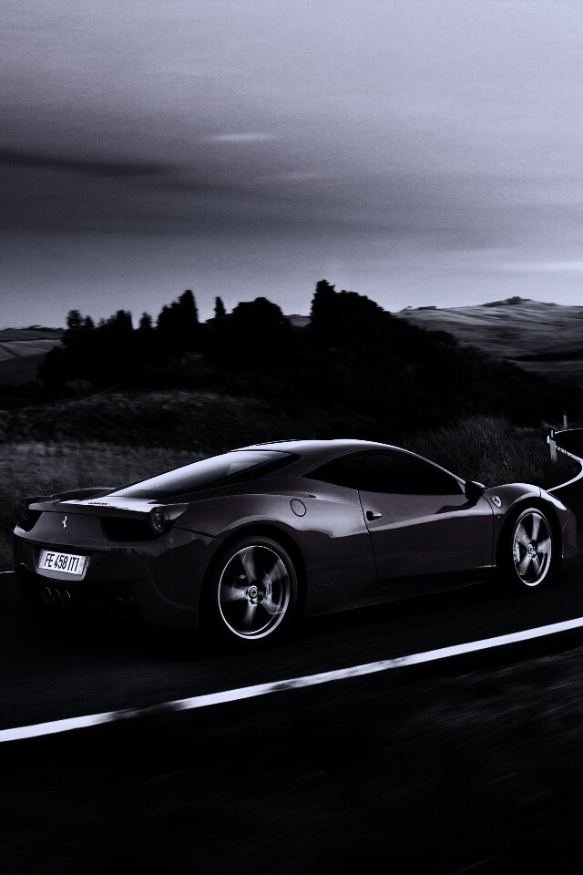 Красная феррари на извилистой дороге обои