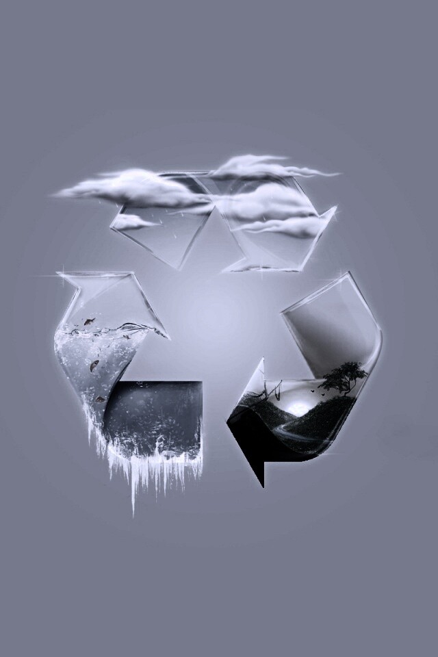 Круговорот воды в природе в значке переработки обои