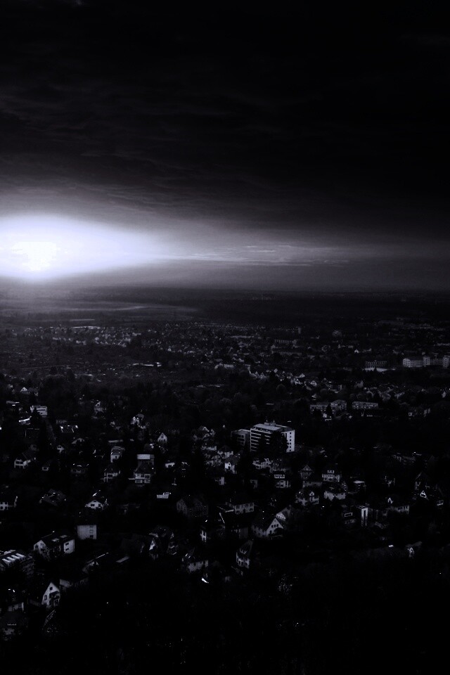 Закат над городом обои