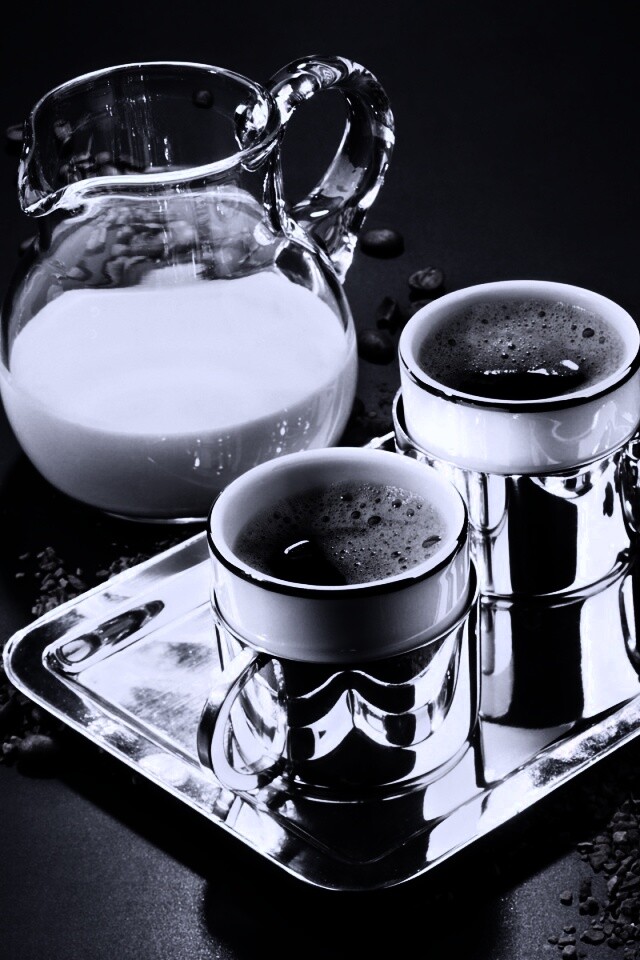 Поднос с кофе обои