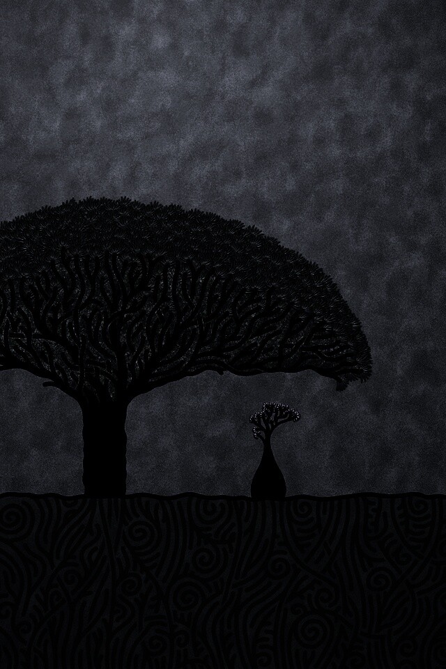 Нарисованное деревце обои