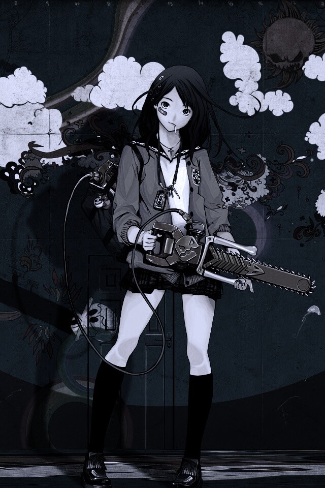 Девушка с бензопилой обои