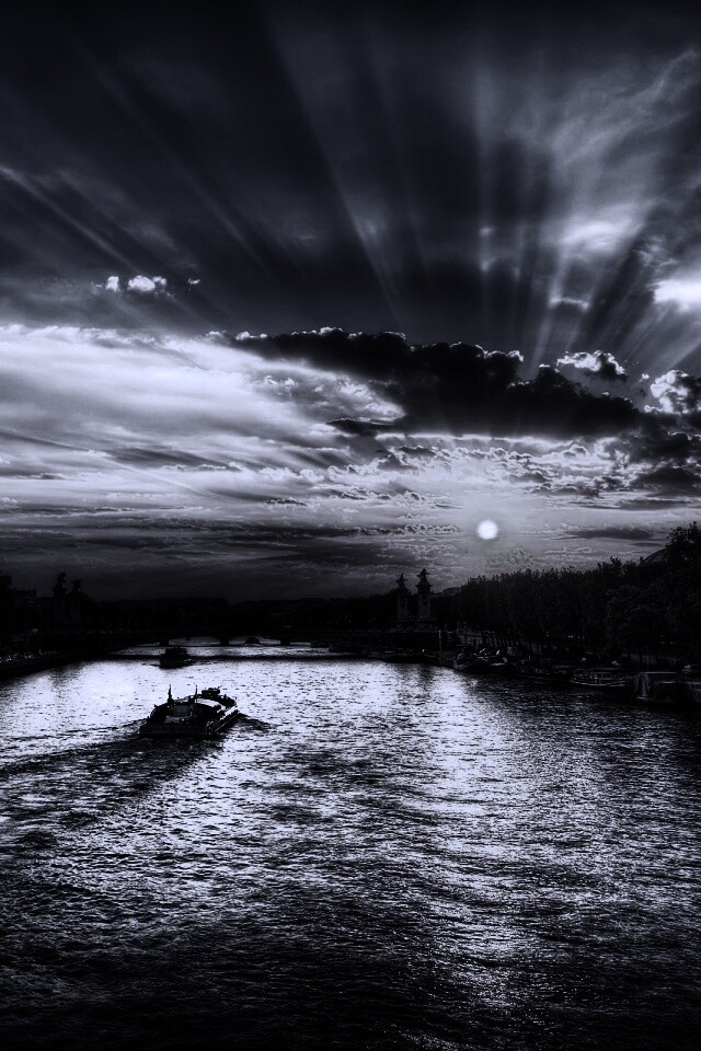 Закат над парижем HDR обои