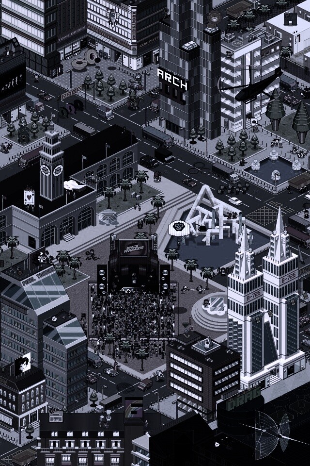 Пиксельный город обои