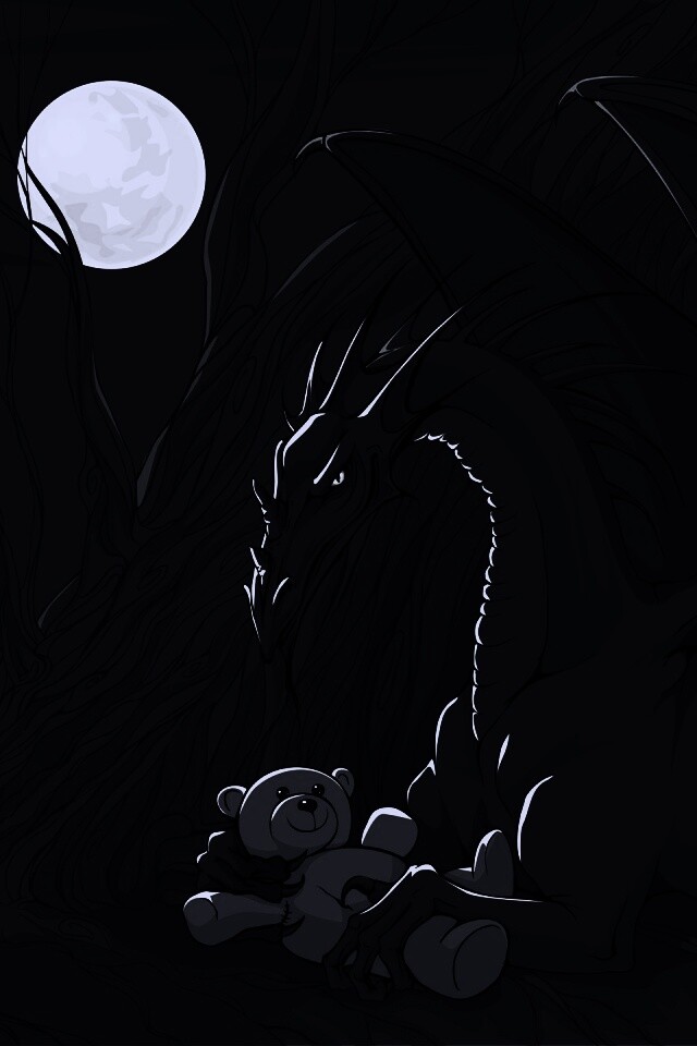 Дракон с любимой игрушкой обои