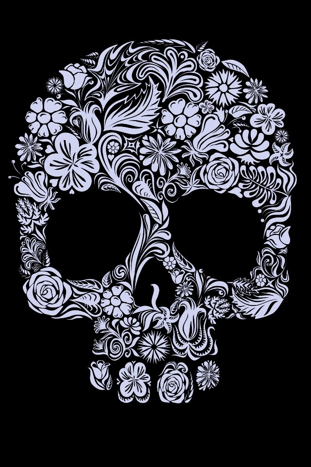 Череп из векторных цветов обои