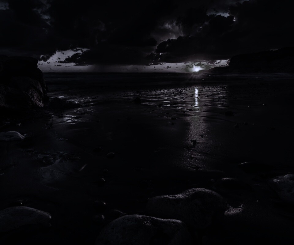 Закат солнца на пляже обои