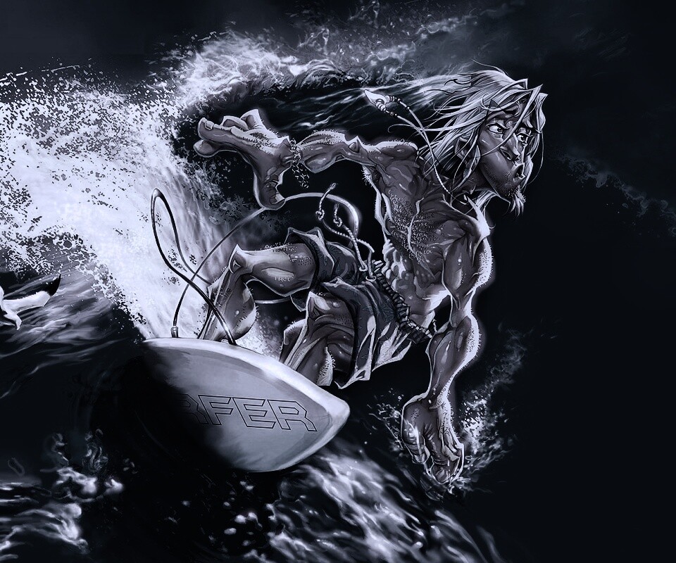 Карикатура на серфера обои