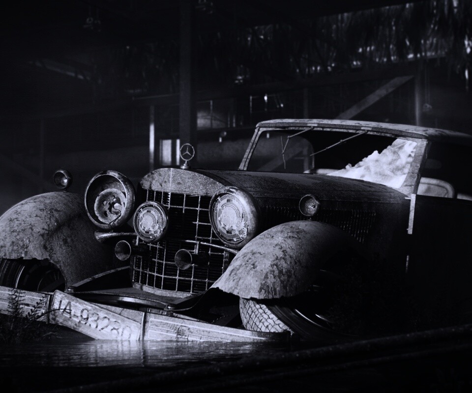 Гниющий ретро мерседес обои