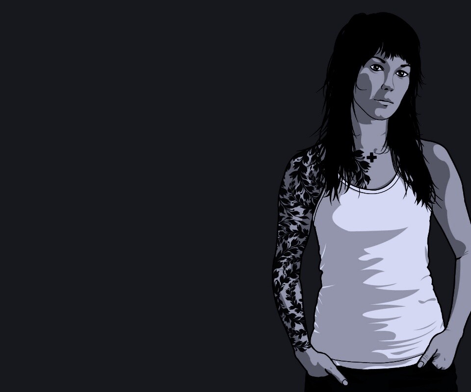 Девушка с татуировкой в виде листвы обои