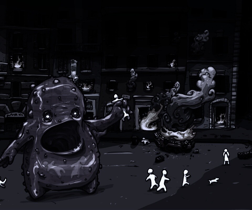 Монстр жрет людей обои