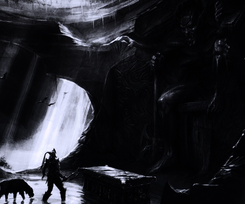 Довакин и Барбас в святилище Клавикуса Вайла обои