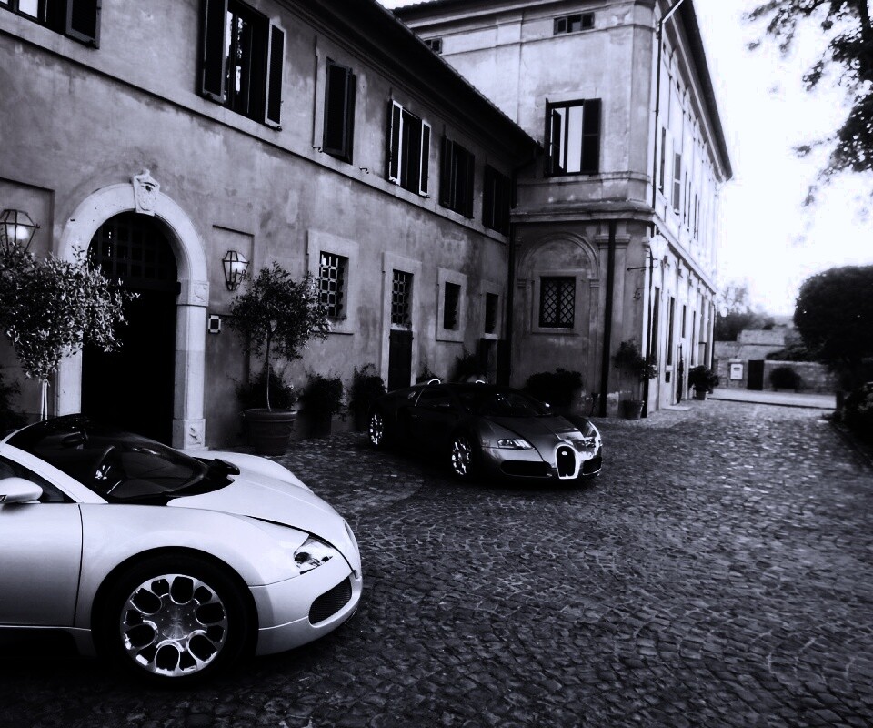 Два Бугатти у дома обои