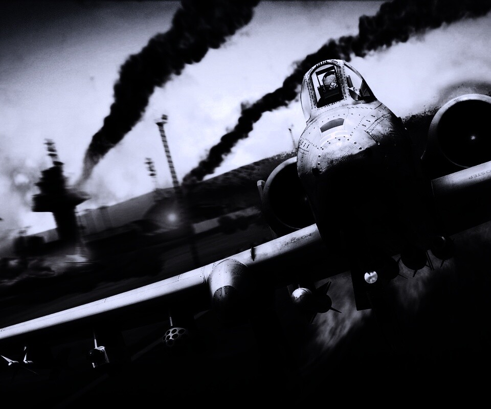 Самолет взлетает с атакованного аэродрома обои