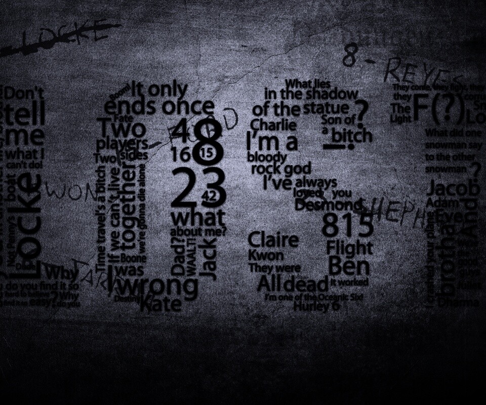 Коллаж LOST из надписей обои