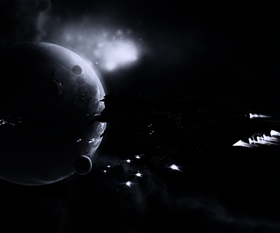 Космический флот атакует планету обои