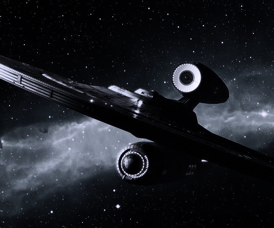 Космический корабль с двумя двигателями обои