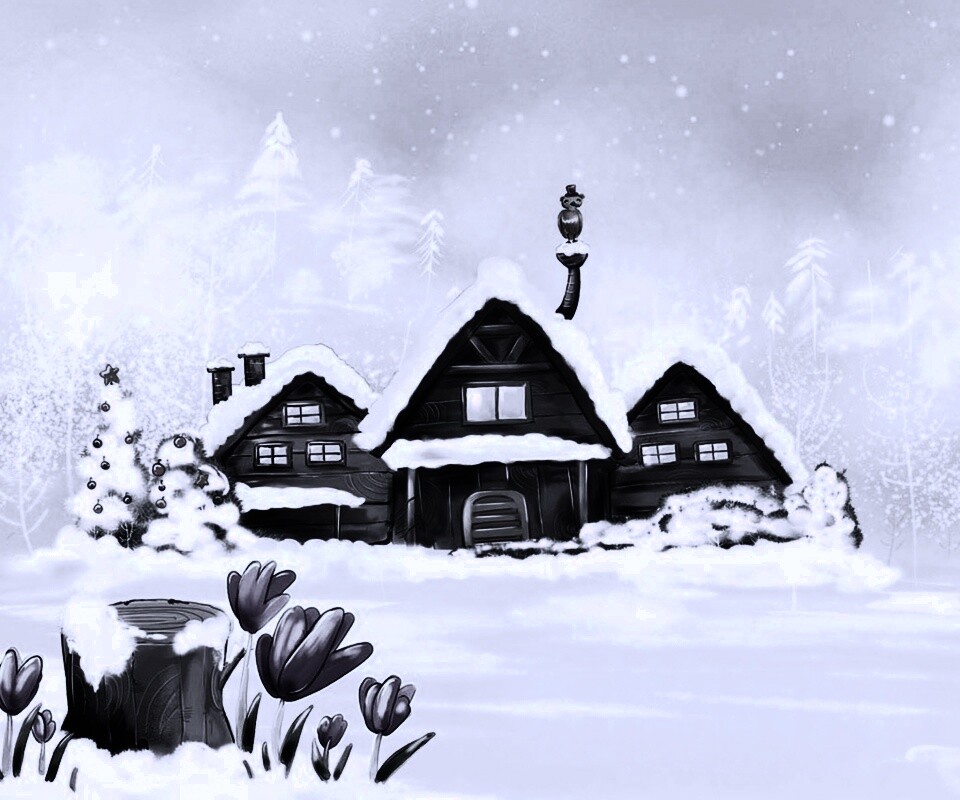 Деревня в новый год обои