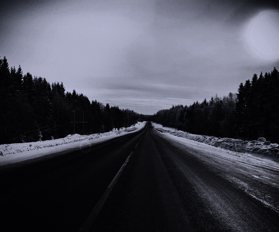Дальняя дорога зимой обои
