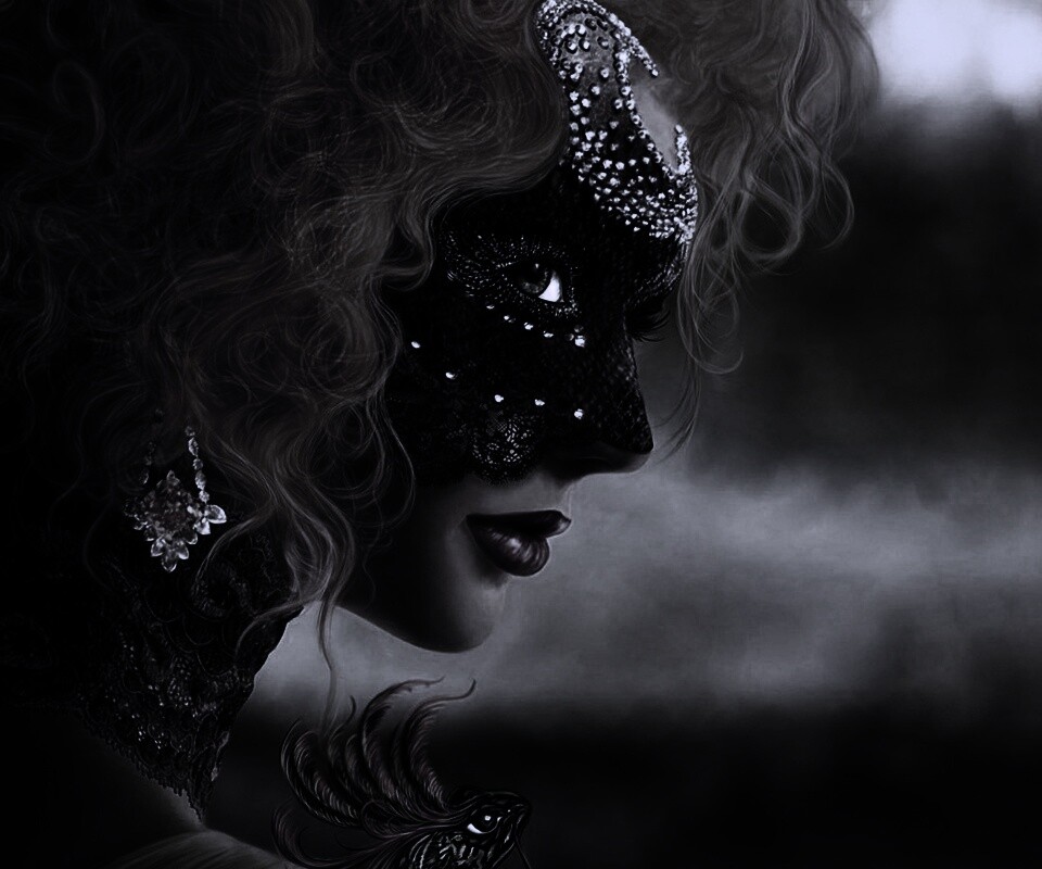 Девушка в карнавальной маске обои