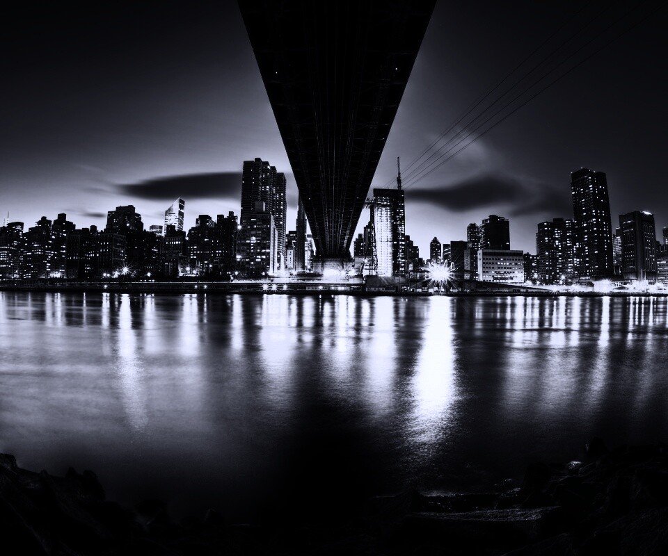 Вид на Остров Рузвельта из-под моста Квиснборо обои