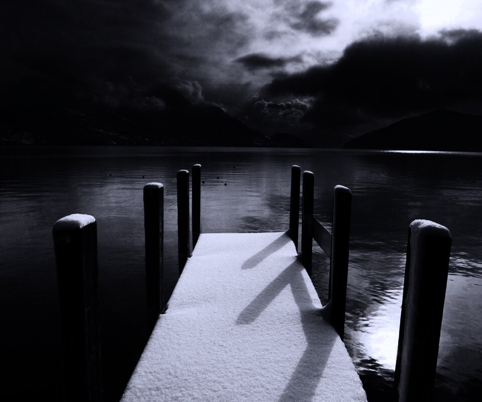 Заснеженный причал обои