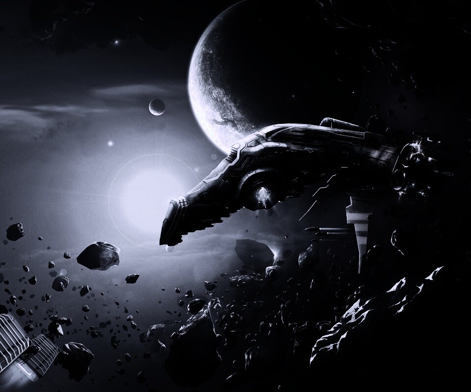 Полет в астероидах обои