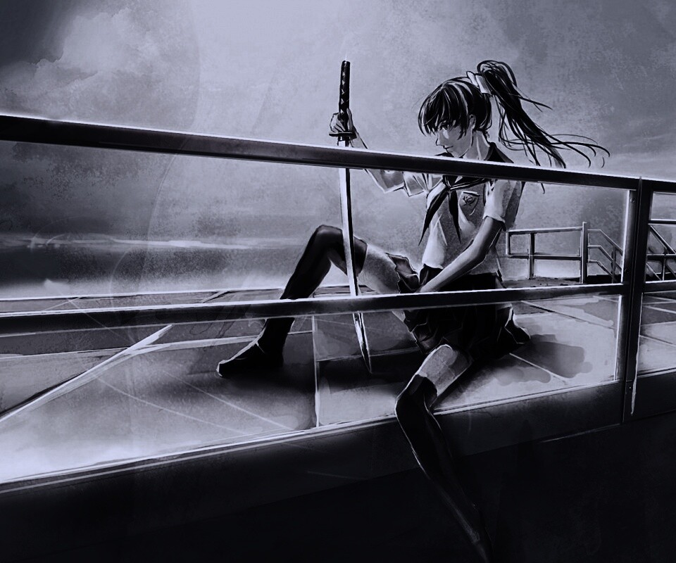 С катаной в руке обои