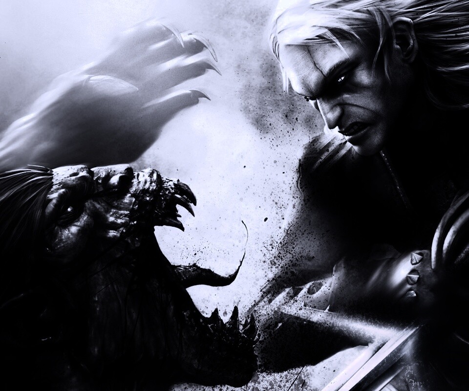 Ведьмак против  стрыги обои