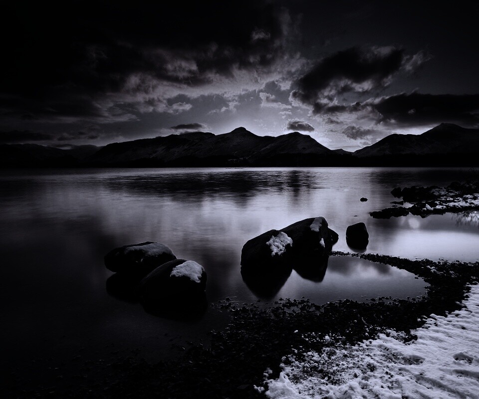 Картинный закат на озере обои