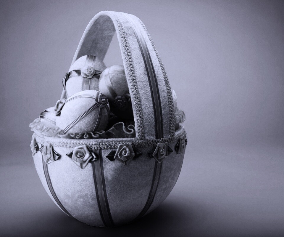 Пасхальная корзина с яйцами обои