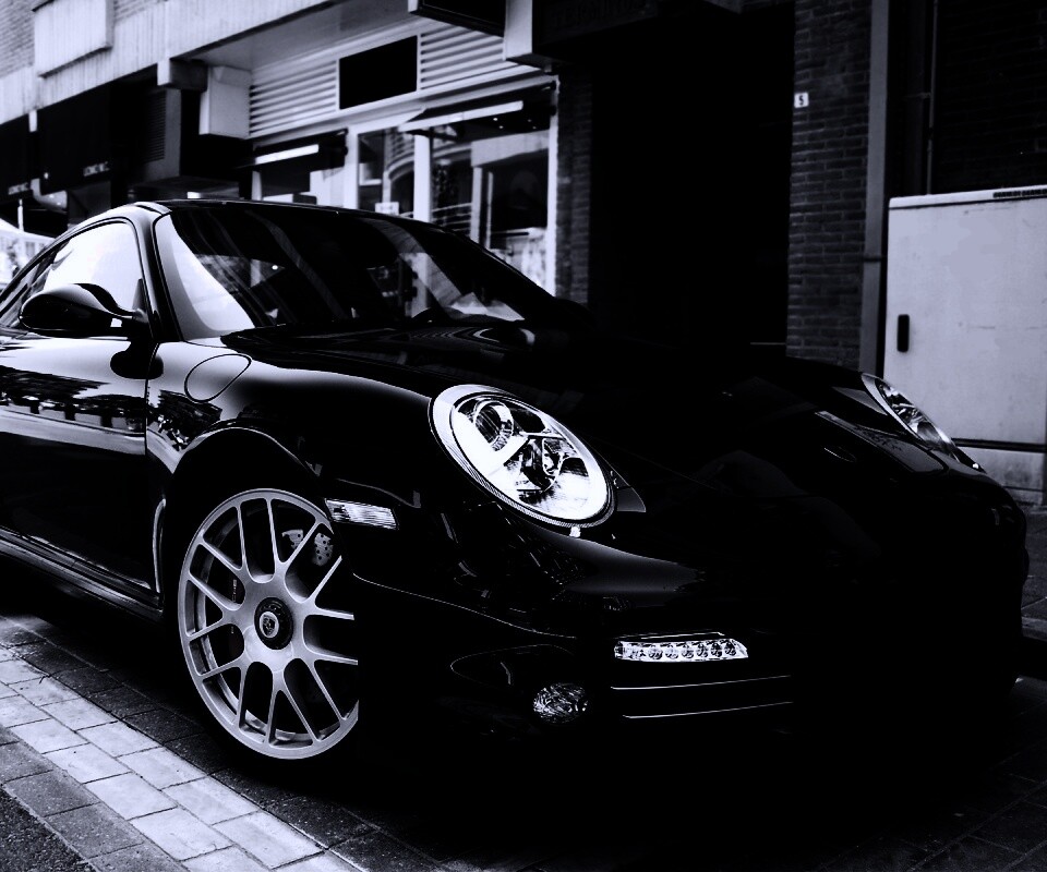 Чёрно-белое фото Porsche обои