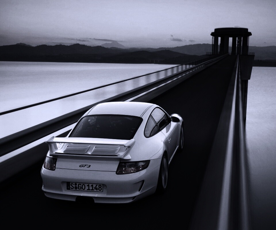 Порше на дамбе обои