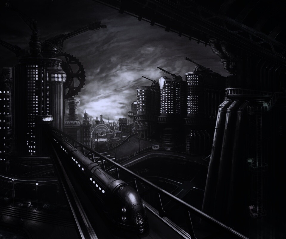 Город из мира стимпанк обои