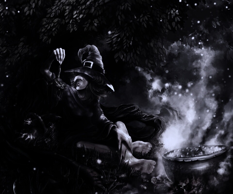 Ведьма варит зелье обои