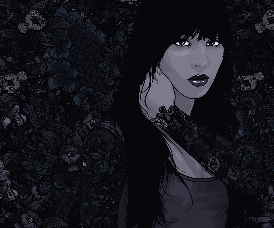 Девушка с цветочной тату обои