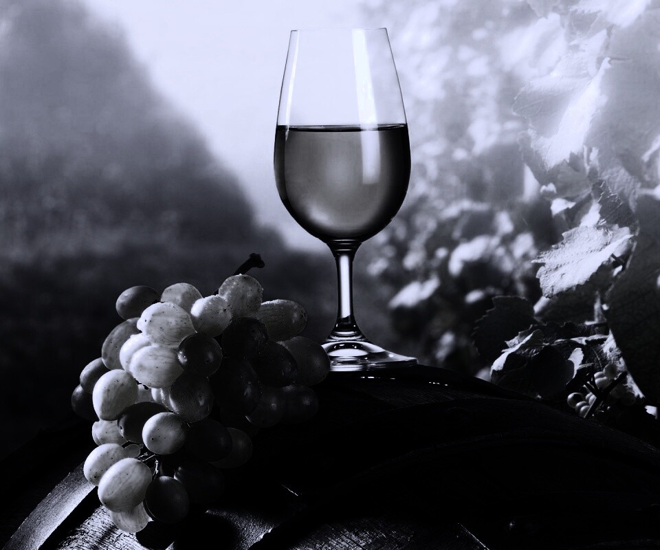 Винная бочка и бокал с белым вином обои